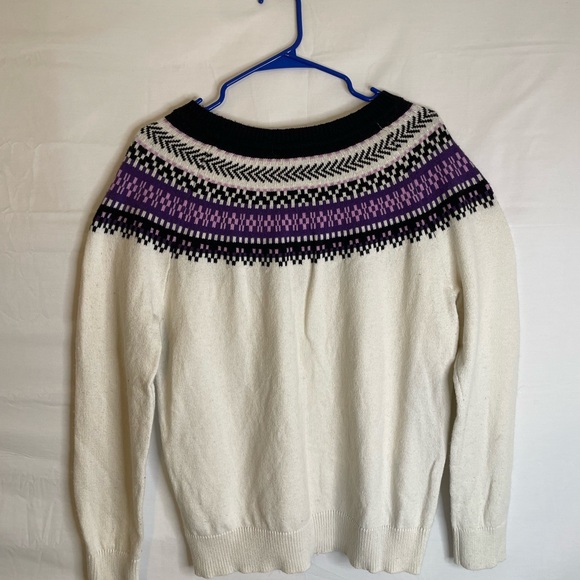 Talbots Size Large Ski Style Sweater White Purple Black 1305 - Picture 8 of 8